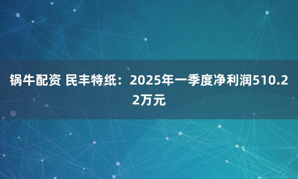 锅牛配资 民丰特纸：2025年一季度净利润510.22万元
